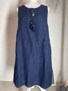 Tommy Bahama Navy Rope-Tie Shift Dress with Tassel Detail